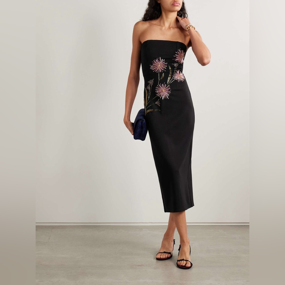 STAUD Brooke Dress in Dahlia Daydream Black - Picture 3 of 9